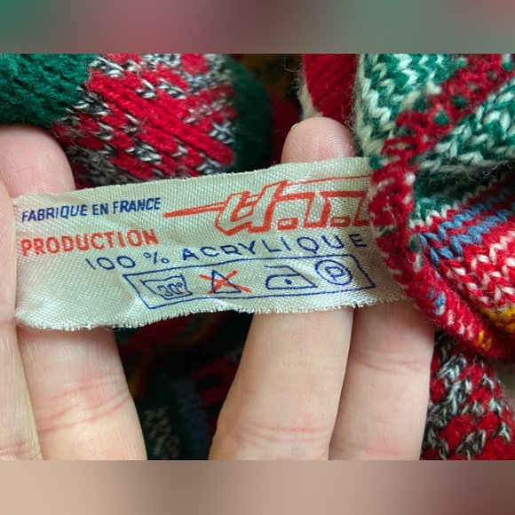 Vintage GINO PARIS Colorful Multicolor Cardigan Sweater made in France Sz Large - Picture 8 of 12